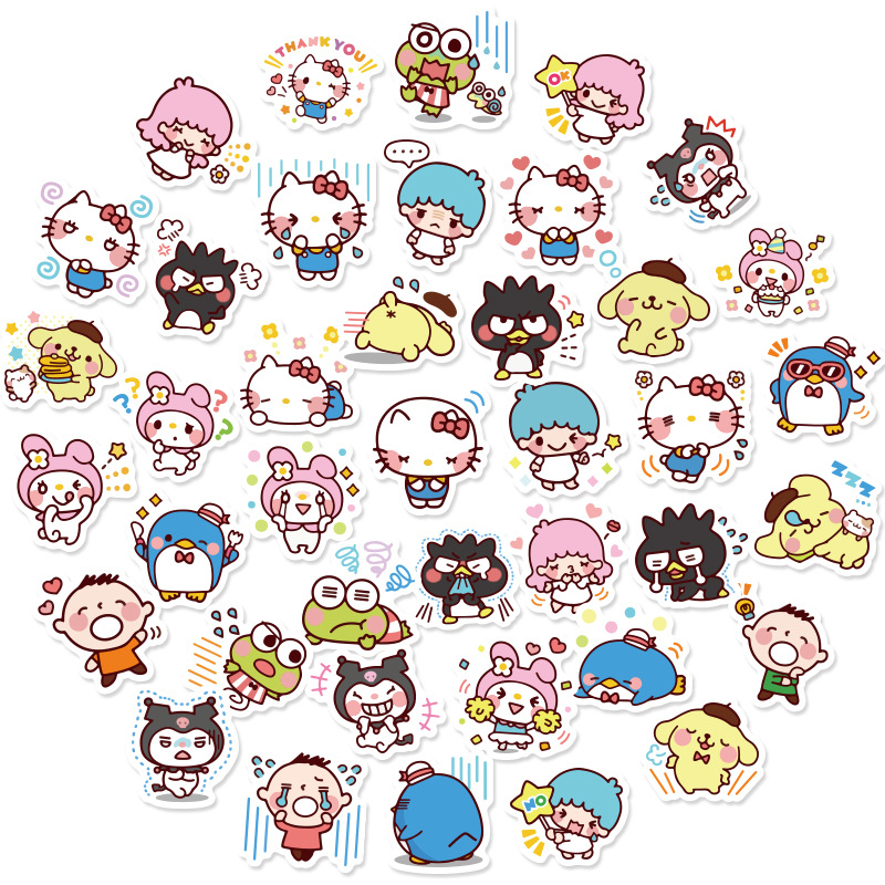 40 Pcs Cute Sanrio Cartoon Waterproof Stickers For Scrapbook Notebook