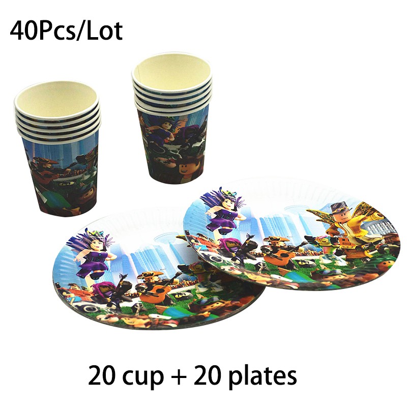 Drinking Cup Plates 10 20people Use Roblox Game Themed Disposable Tablewares Set Birthday Party Supplies Shopee Singapore - roblox cup 1