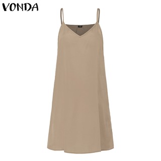 Image of VONDA Women Summer Sleeveless Strappy Tank Midi Dress