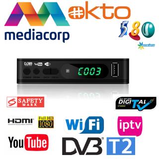 Ready Stock--->HD Mediacorp Box Tv Receiver Tuner Dvb T2 FreeView TV Box Tv Decorder Support Youtube Digital Tv Box