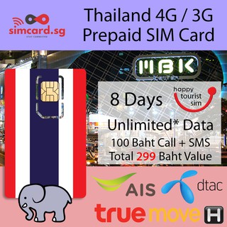 Thailand (dtac, AIS, TrueMove) Prepaid SIM Card for Happy Tourist by SIMCARD.SG