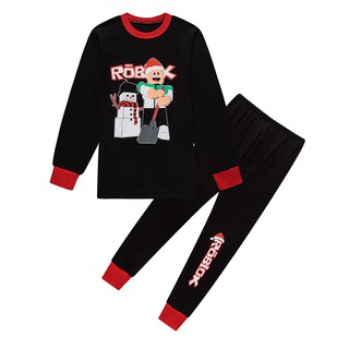 Teens Roblox Clothes Sleepwear T Shirt Youtube Game Kids Boys Long Sleeve Christmas Xmas Pajamas Black Pjs 6 13years Shopee Singapore - pullover hoodie fire logo line prestonplayz roblox