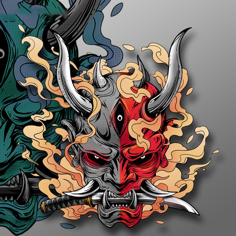 Japanese Prajna Car Stickers Hannya Auto Decal Red Demon Window Devil ...