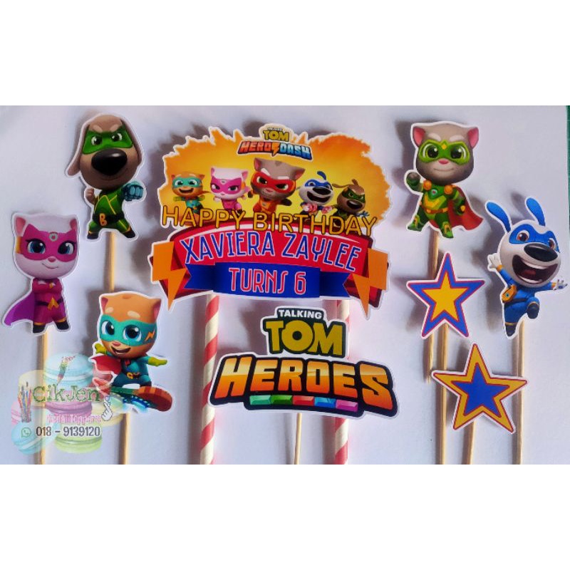 Talking Tom Hero Dash Cake Topper Custom A4 Size Shopee Singapore