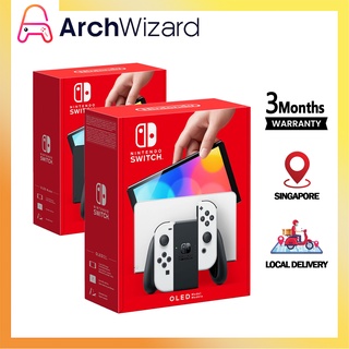 Nintendo Switch Console - OLED Gen 2 (Extended Battery Life) Gen 1 Model - White Neon Grey 🍭 ArchWizard Retail