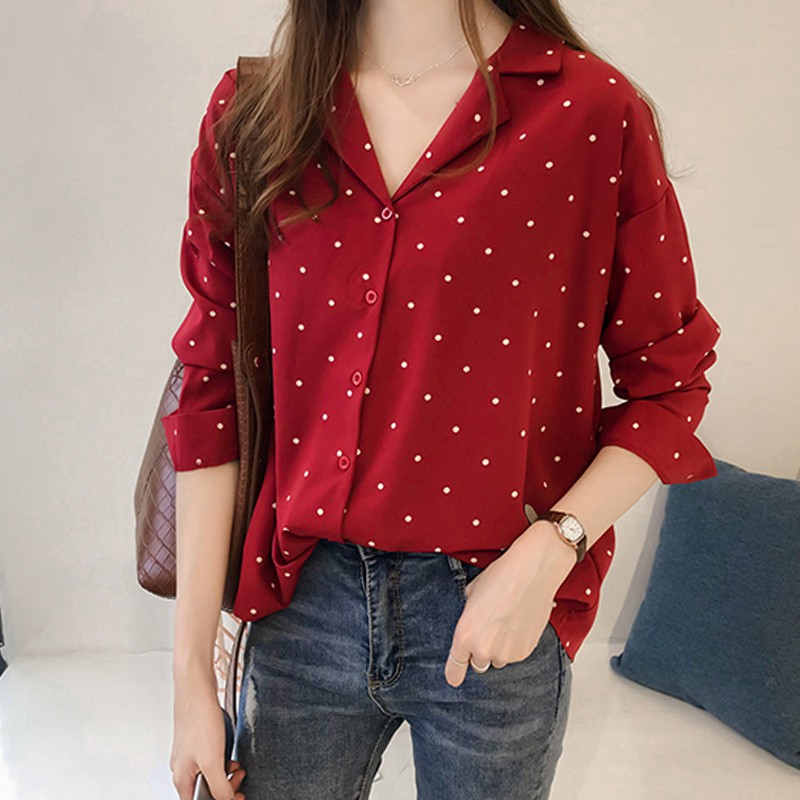 Fashion Office Chiffon Blouse Murah baju raya Women Shirt Long Blouse ...