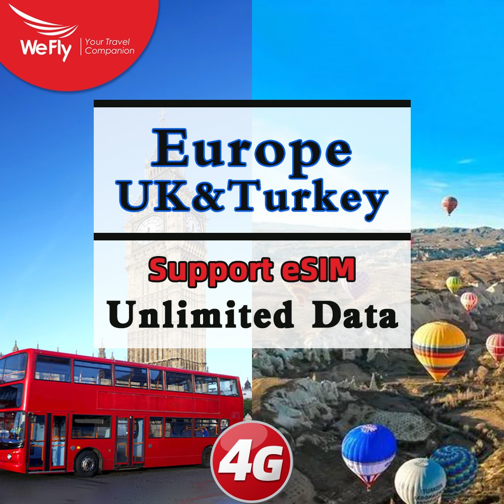 🔥UK+Turkey Europe 41 countries 4G Prepaid SIM Card Unlimited High Speed