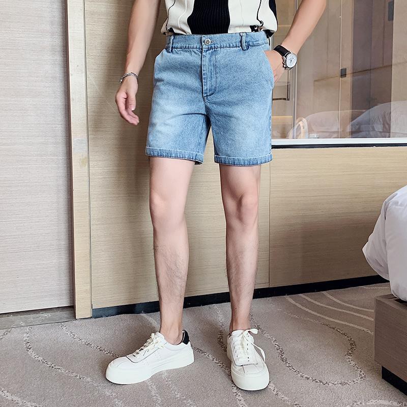 three quarter denim shorts