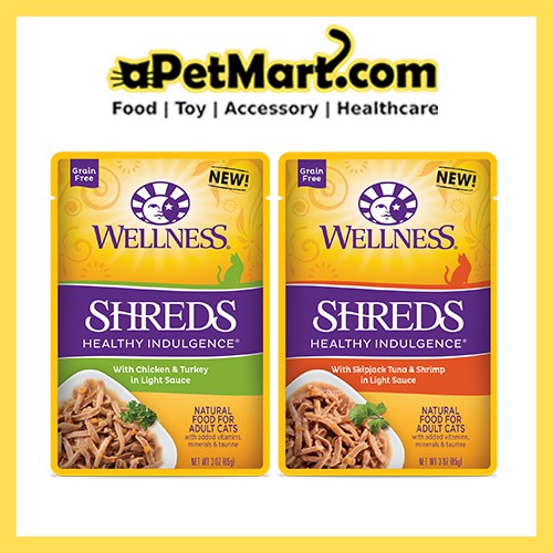 Wellness Healthy Indulgence Shreds Wet Cat Food 3oz (2 Flavors