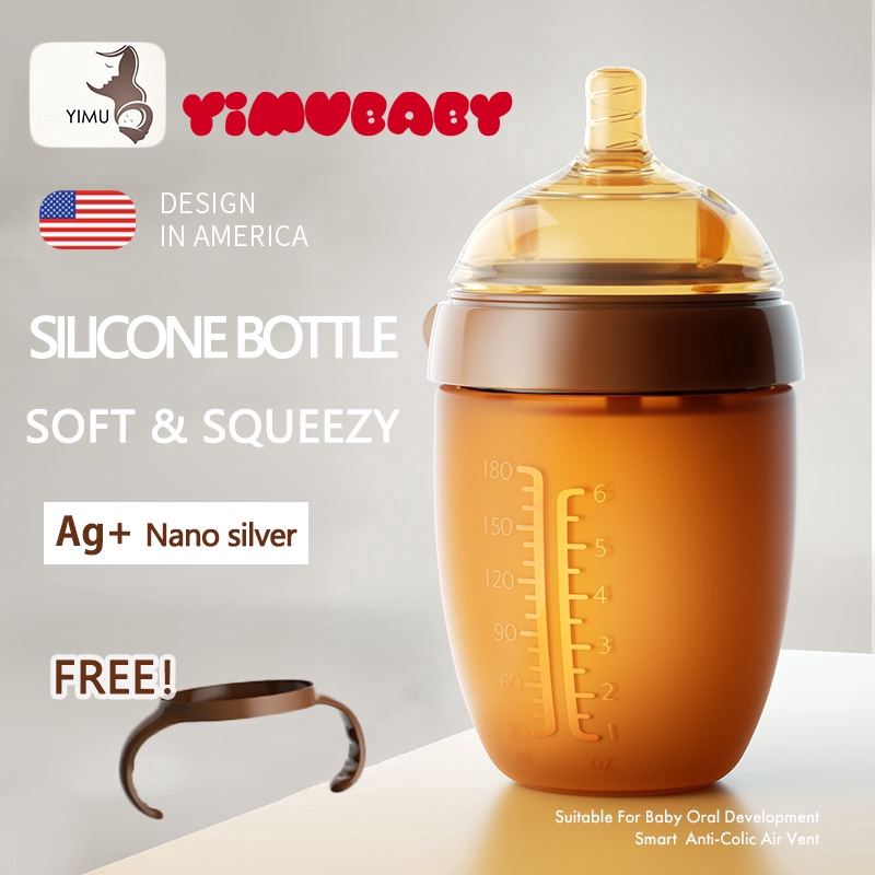 Yimu Baby Nano Silver Silicone Milk Bottle Feeding Bottle With Handle Bpa Free Shopee Singapore