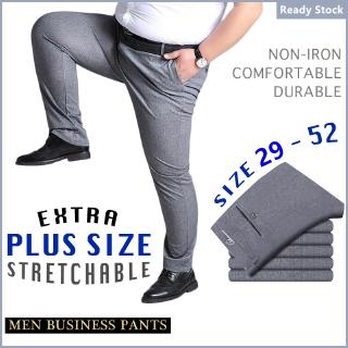Image of READY STOCK Size 29-52 Big Plus Size Men's Elastic Business Pants Non Iron Formal Office Long Pant Flexible Trousers