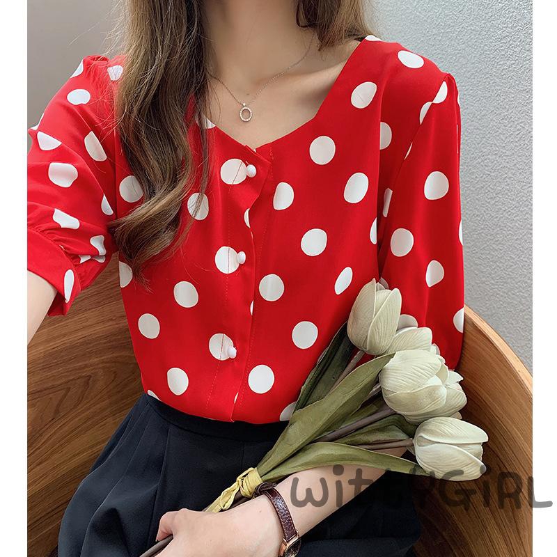 red polka dot t shirt