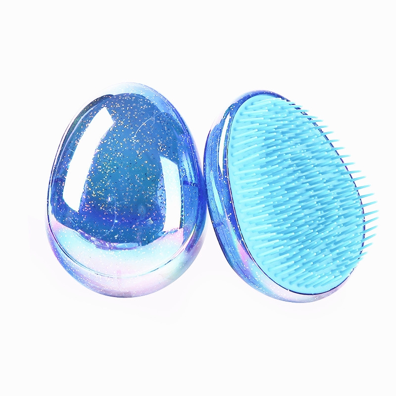 Anti Static Salon Egg Shape Glitter Massage Detangler Brush Hairbrush