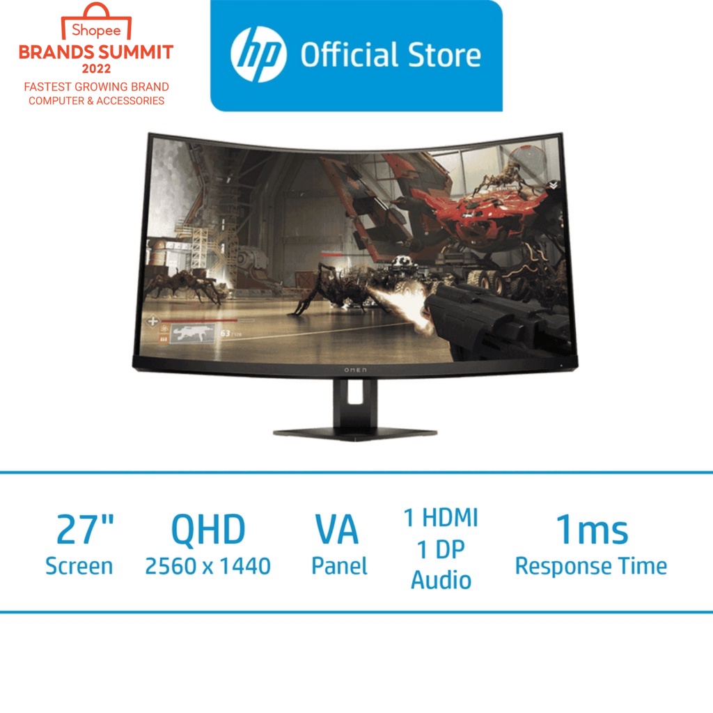 HP OMEN 27C QHD Curved Gaming Monitor / 27" QHD (2560 x 1440) / VA ...