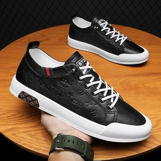 Italian Armani Genuine Men's Shoes Leather Breathable Sneakers Korean Version Versatile Student Casual Whi #7