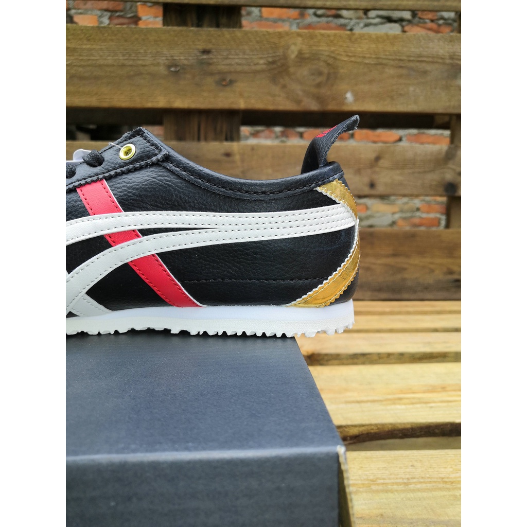 Onitsuka 66 sports shoes black and white red leather shoes casual men's shoes and women's Tigers shoes