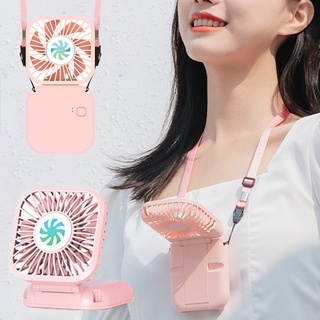 Mini USB Handheld Hanging Neck Fan/ Portable Rechargeable Small Electric Fan/ Multifunctional Folding Desk Table Fan