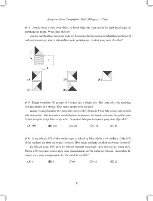 Cadet Sec 1 2 Kangaroo International Mathematics Past Competition 2013 2019 Solution Book Eng B Melayu Shopee Singapore