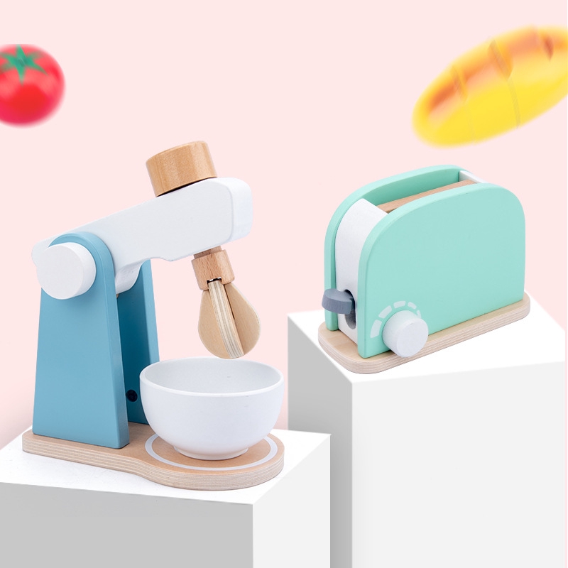 wooden toy toaster set