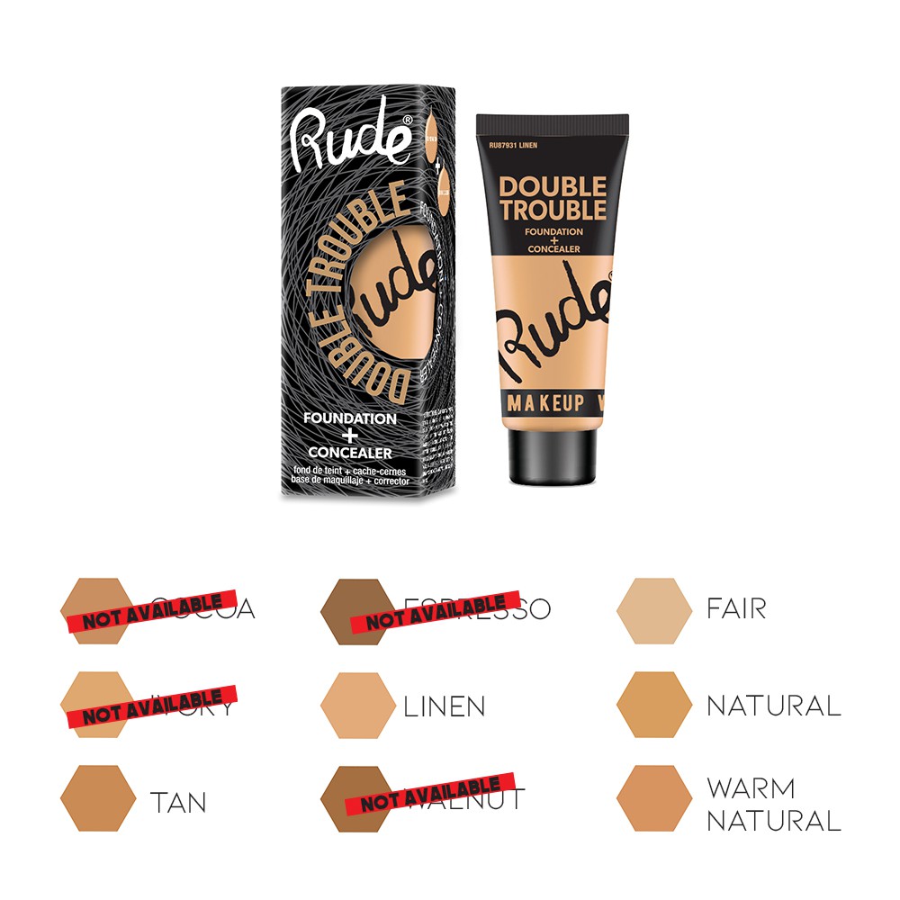 rude cosmetics double trouble foundation