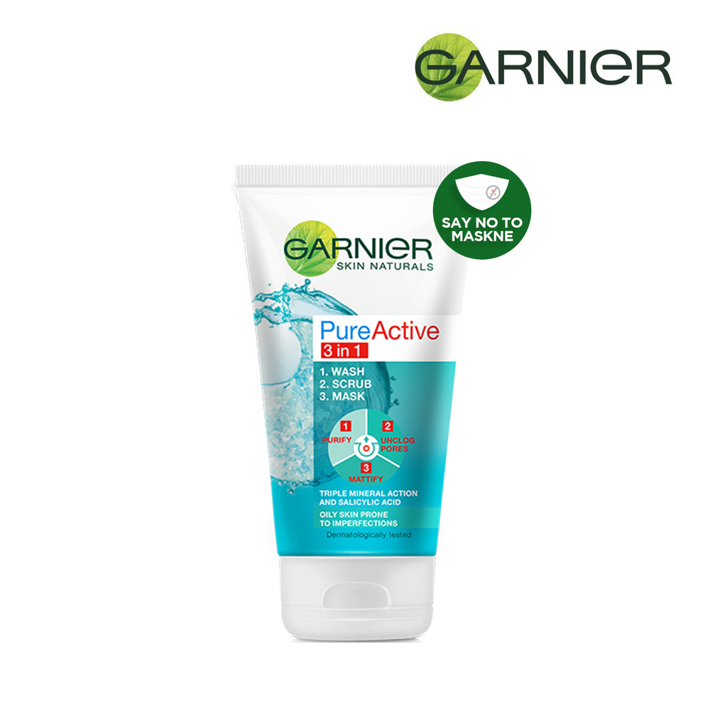 Garnier Pure Active 3in1 Foam/ Scrub Facial Cleanser 150ML Shopee