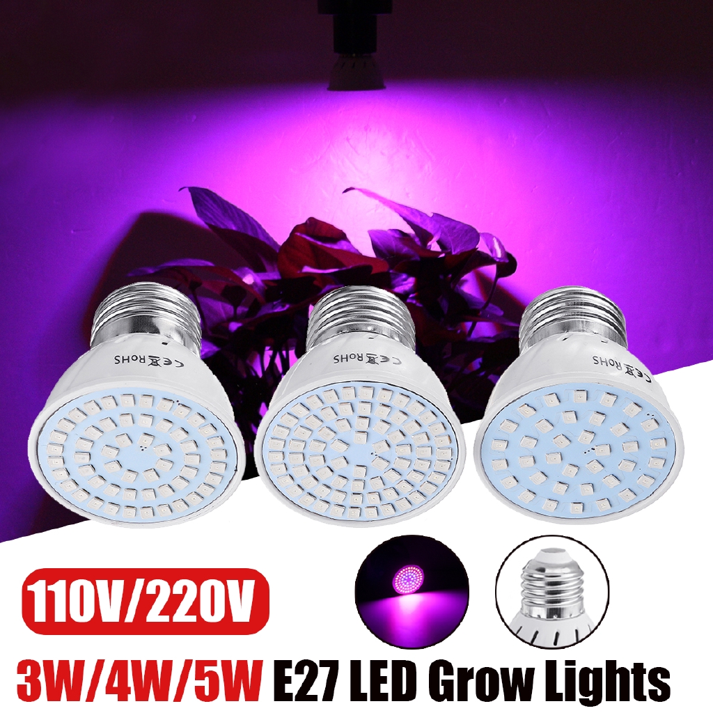 E27 3/4/5W LED Grow Light Full Spectrum Lamp Panel Hydro for Indoor Flower Plant