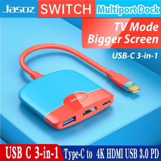 Jasoz Switch Docking Station Adapter USB C to 4K HDMI USB 3.0 PD for Nintendo Switch Dock Station