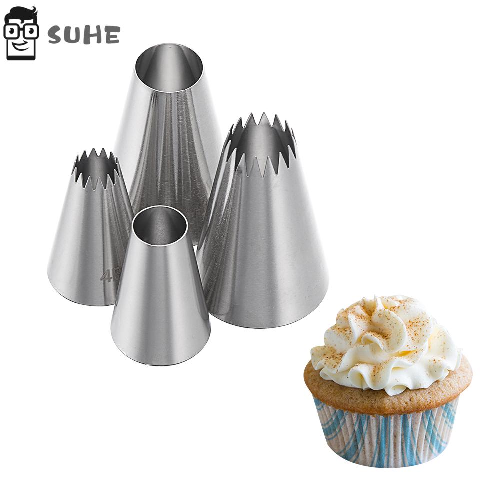 SUHE 4PCS DIY Cream Nozzle Bakeware Cake Decorating Tool Icing Piping Nozzles Pastry Tips Stainless Steel Cupcake Bakery Kitchen Accessories Baking Mold Shopee Singapore