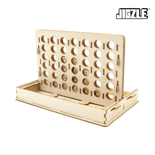 Jigzle Game Station Four-in-a-Row 3D Wooden Puzzle for Adults and Kids. Ki-Gu-Mi Wooden Art Gift Exchange.