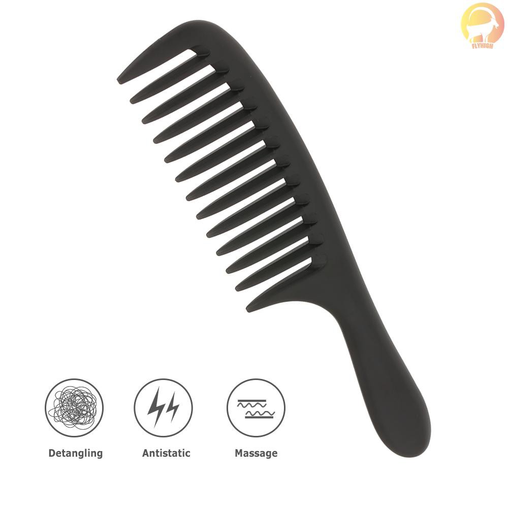 F & H Wide Tooth Comb Detangling Hair Wide Comb Round Teeth Hair Comb  Carbon Antistatic Comb | Shopee Singapore
