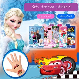 Image of 4pcs/Set Kids Tattoo Stickers Snow Princess Unicorn Cartoon Stickers