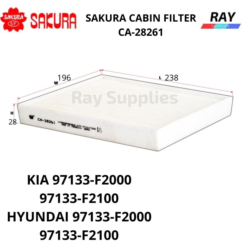 CA28261, CA28261 97133F2000 High Quality SAKURA CABIN AIRCON FILTER