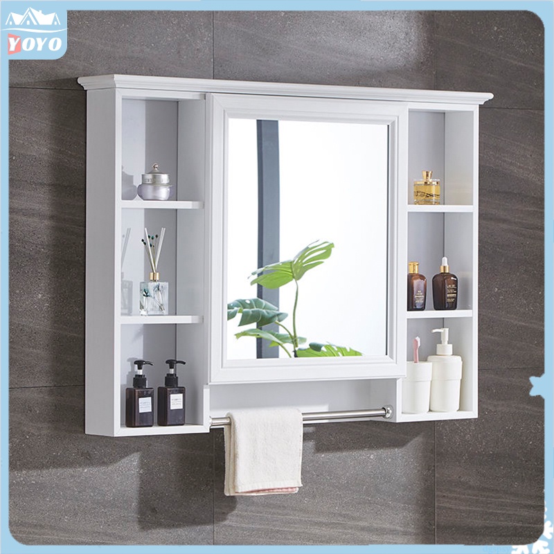 Bathroom Mirror Wall Mounted Mirror Box With Shelves Toilet