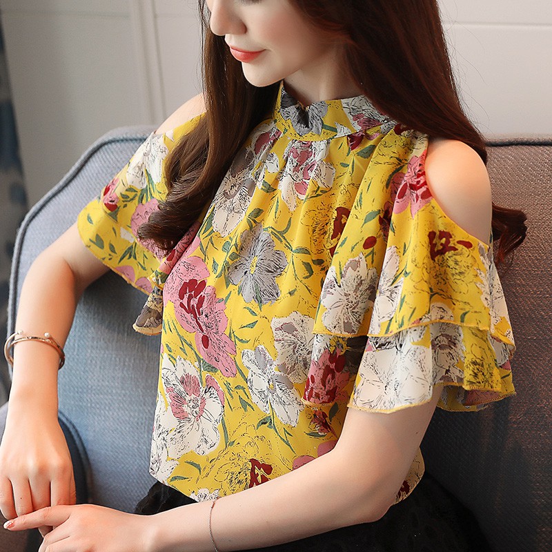 flowered chiffon tops