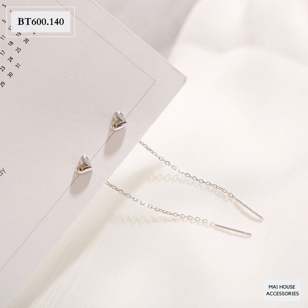 Bông Tai Nữ MAIHOUSE Dạng Dài Hình Trái Tim - BT600