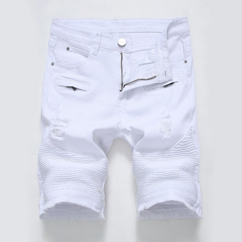 white jean shorts for men