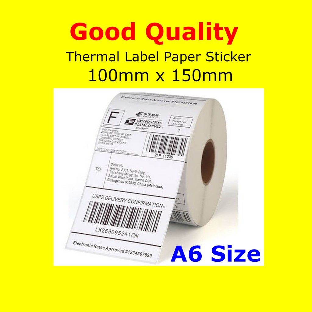 Ready Stock A6 Waybill Thermal Paper Shipping Label Consignment Note Sticker Courier Poslaju J T Ninjavan Dhl Shopee Singapore