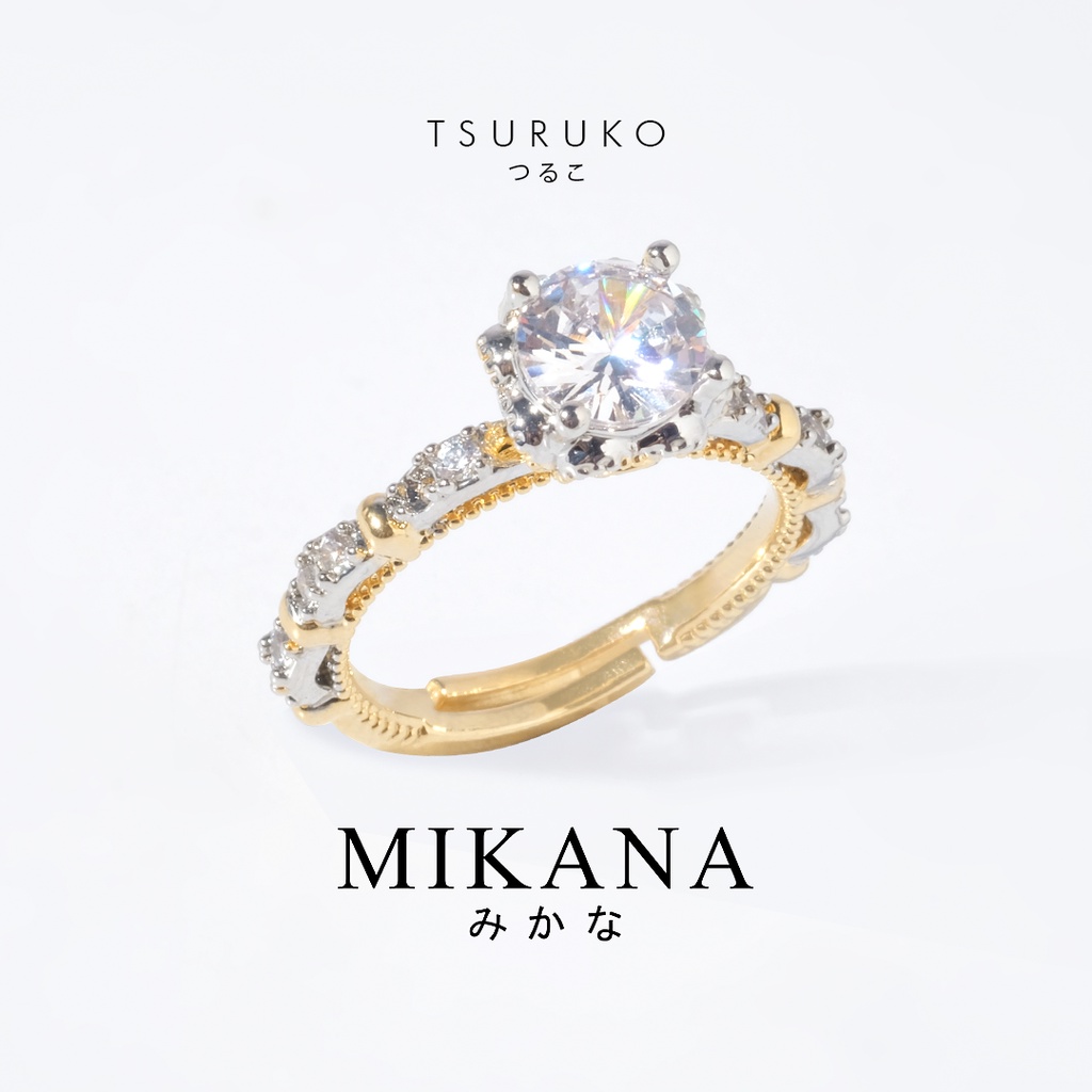 Mikana Two Tone 18k Gold Plated Tsuruko Ring Accessories Jewelry For Women Fashion Engagement Ring