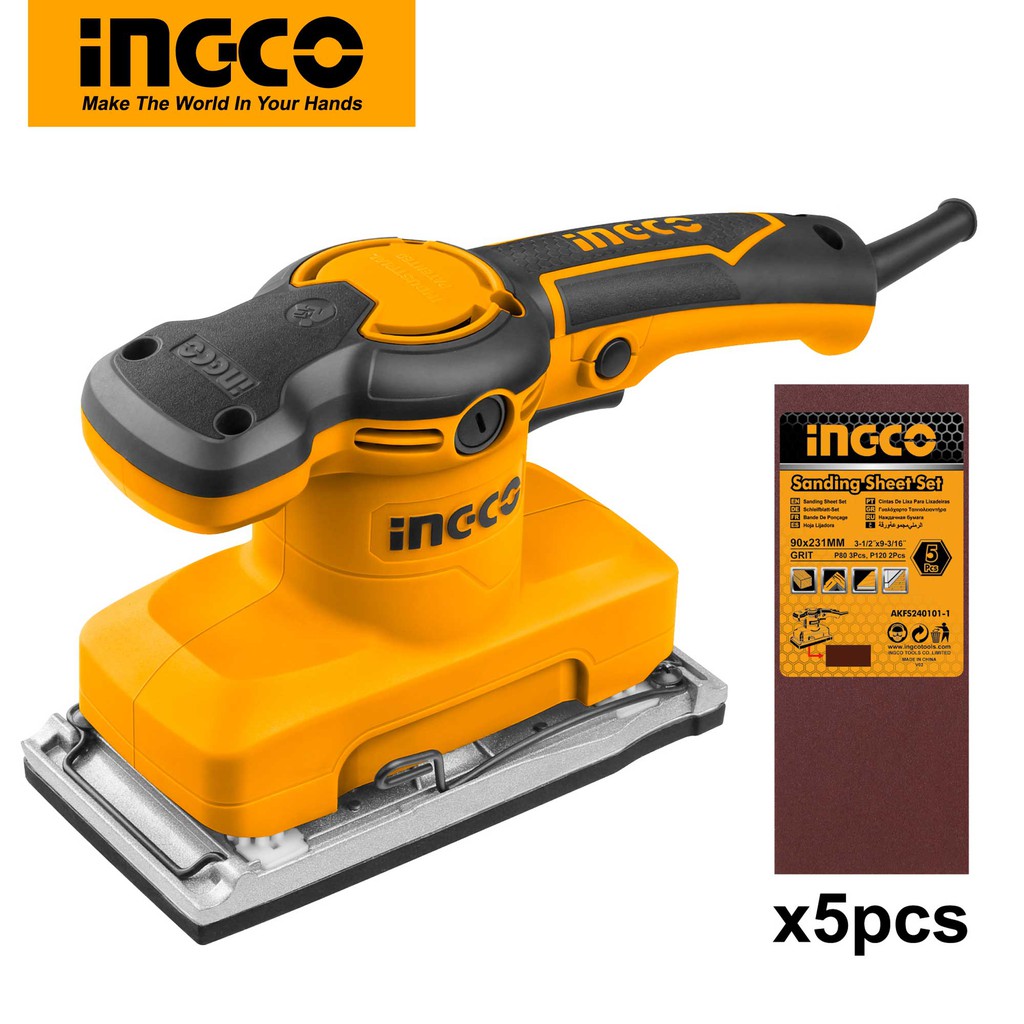 INGCO FS3208 320W Corded Finishing Sander with 5pcs Sand Papers | Shopee  Singapore