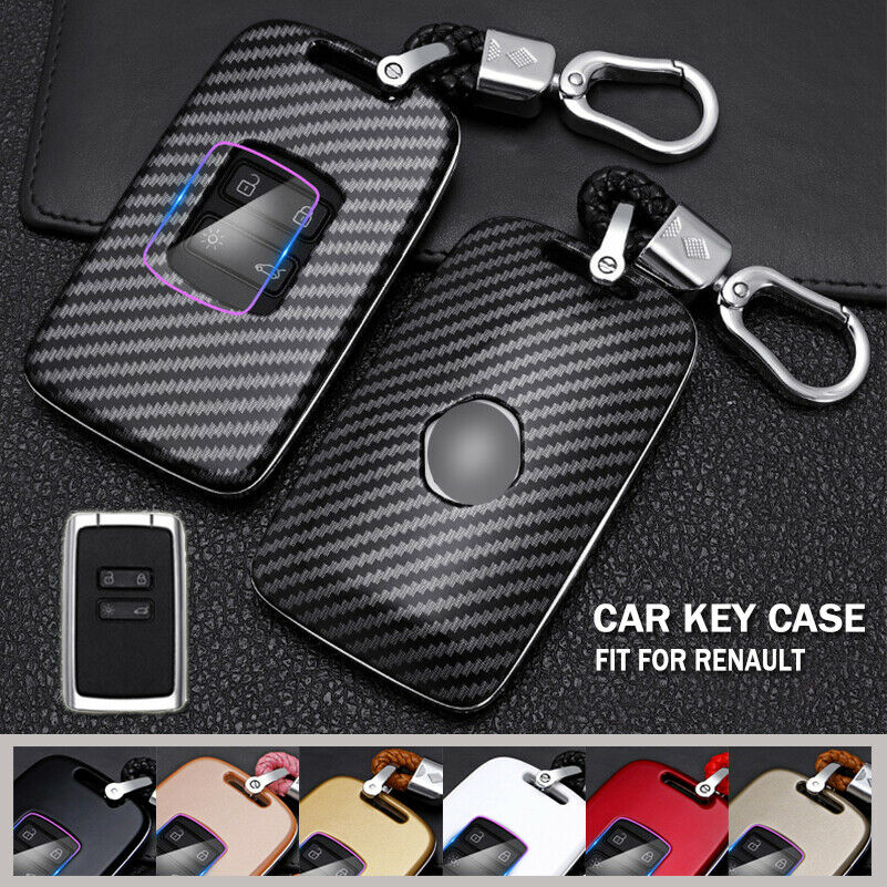 Carbon Fiber ABS Car Key Fob Case Cover Keychain for Renault Captur Clio Megane Koleos Kadjar Key Holder