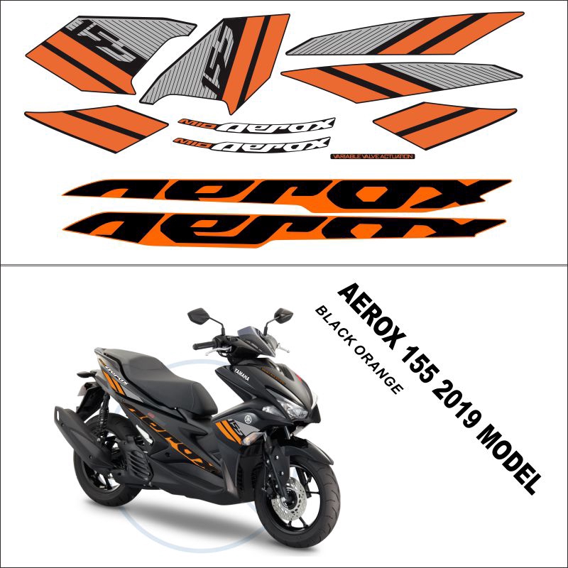 Black Orange Full Set Sticker For Yamaha Aerox 155 2019 Model