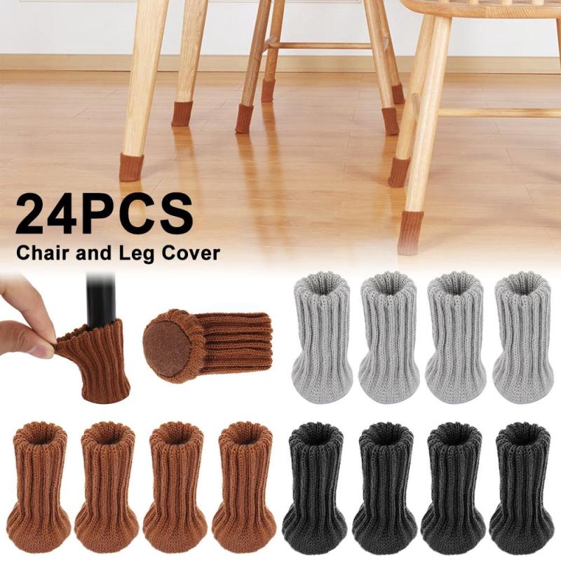 4 Chair Table Leg Knitting Wool Furniture Cover Sleeve Sock Floor Protector JH 