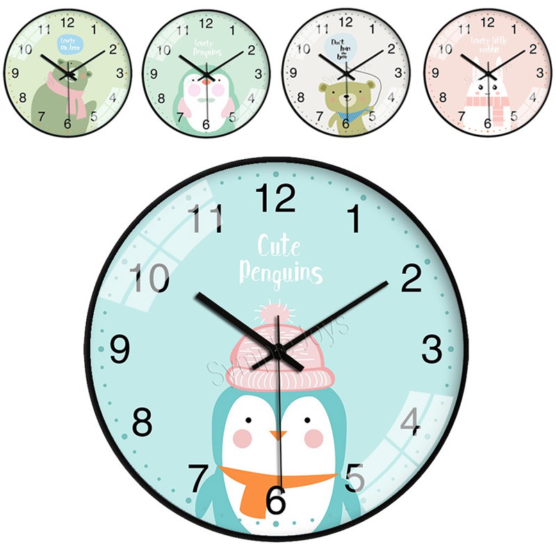 Cute Cartoon Wall Clock Silent Quartz Movement 30cm Round Shopee Singapore