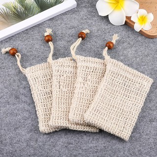 Linen Soap Bag Bathroom Shower Bathing Foaming Massage Bag Exfoliating Cleanser Soap Scrub Mesh Pouch  kitchentool01