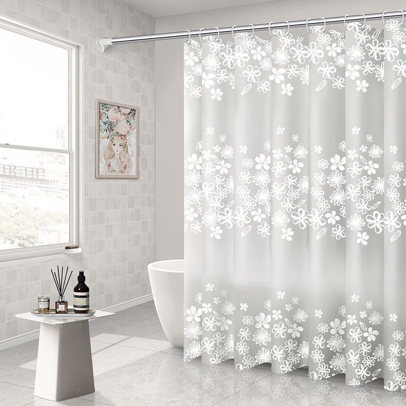 Curtain Partition Fabric Shower, Sheer White Shower Curtain