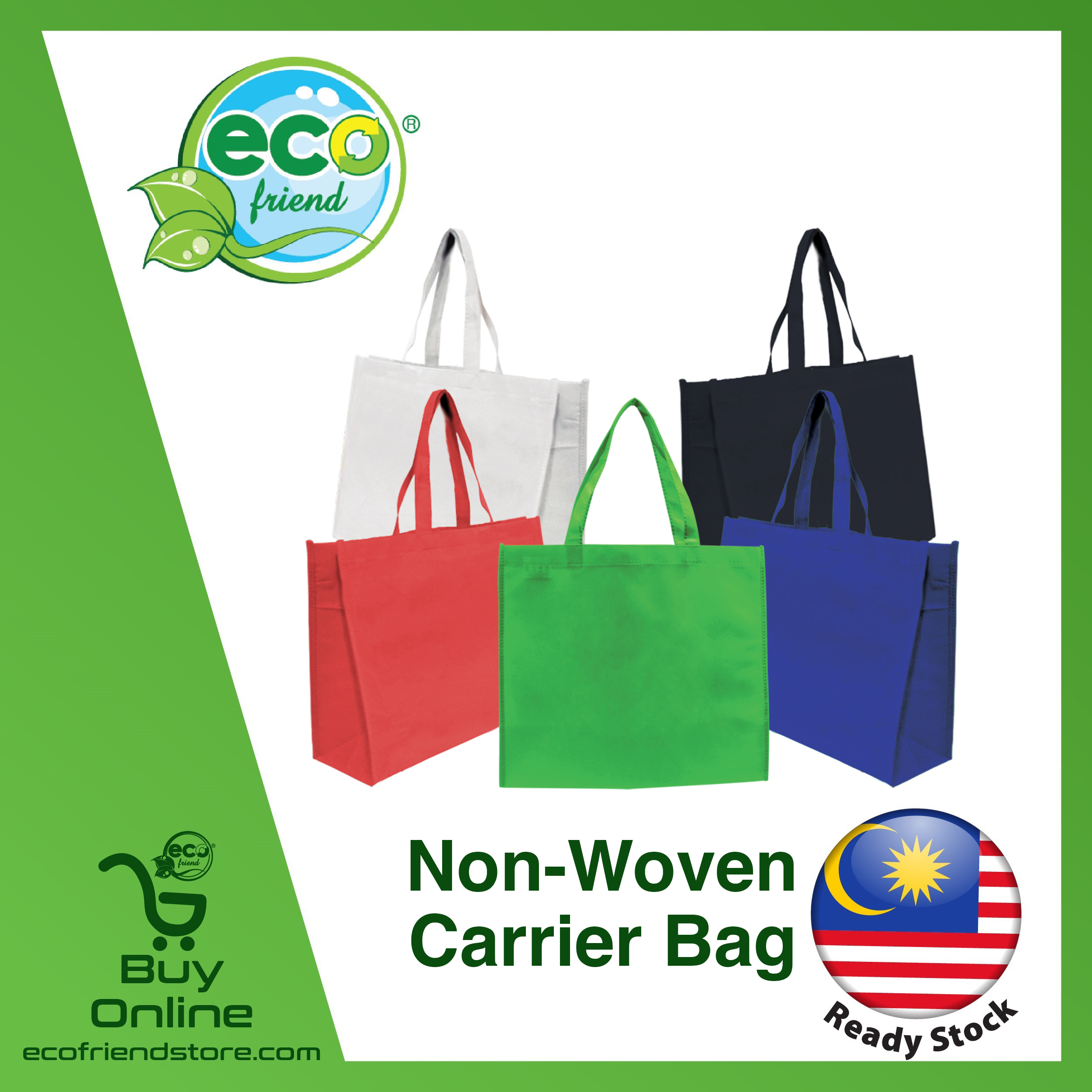 Local Ready Stock Non Woven Carrier Bag Ecofriendly Beg Produk Mesra Alam B0215 5pcs Mixed Colors Ecofriend Shopee Singapore