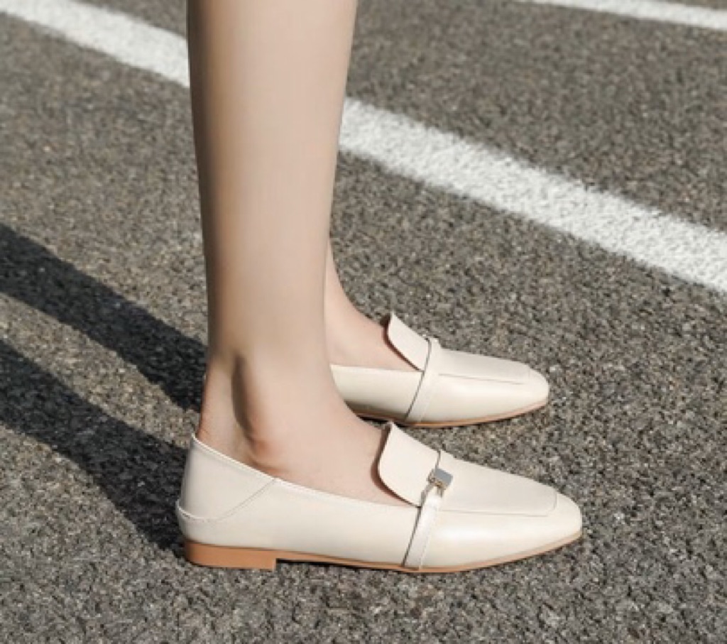 nude flat loafers