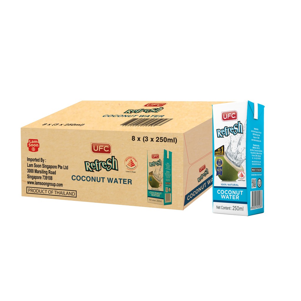 Ufc Refresh Naturel Coconut Water 250ml X 24 Packs Shopee Singapore
