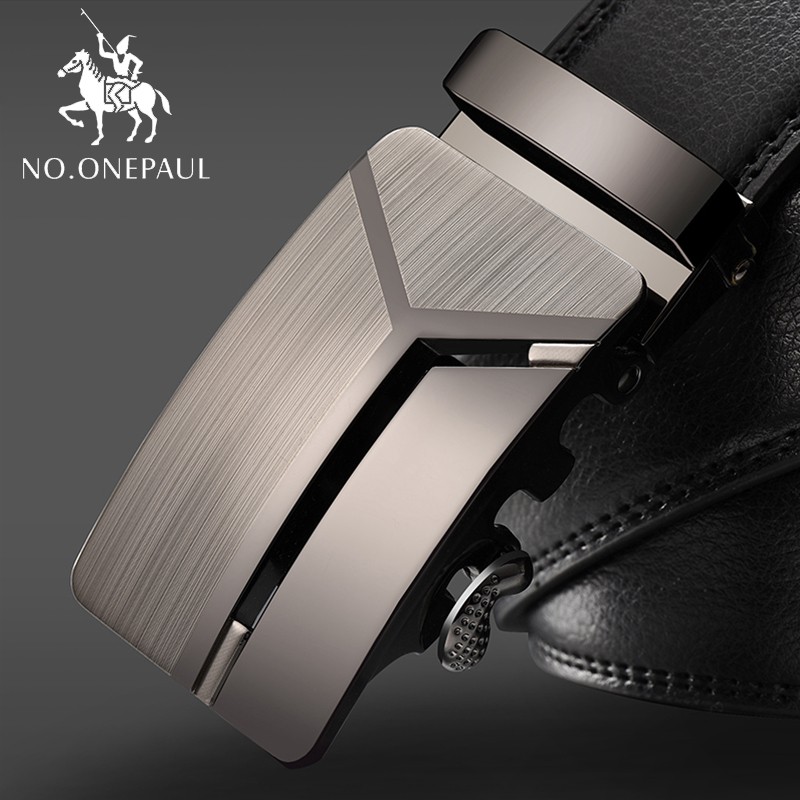 Image of NO.ONEPAUL 12 Simple Leather Belt Men Automatic Buckle Strap Fashion Waist Genuine Leather Belt #0