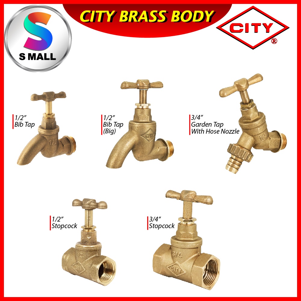 S MALL CITY Brass Bib Tap / Stopcock / Garden Tap Kitchen & Bathroom Sink Faucet (1/2 inch & 3/4